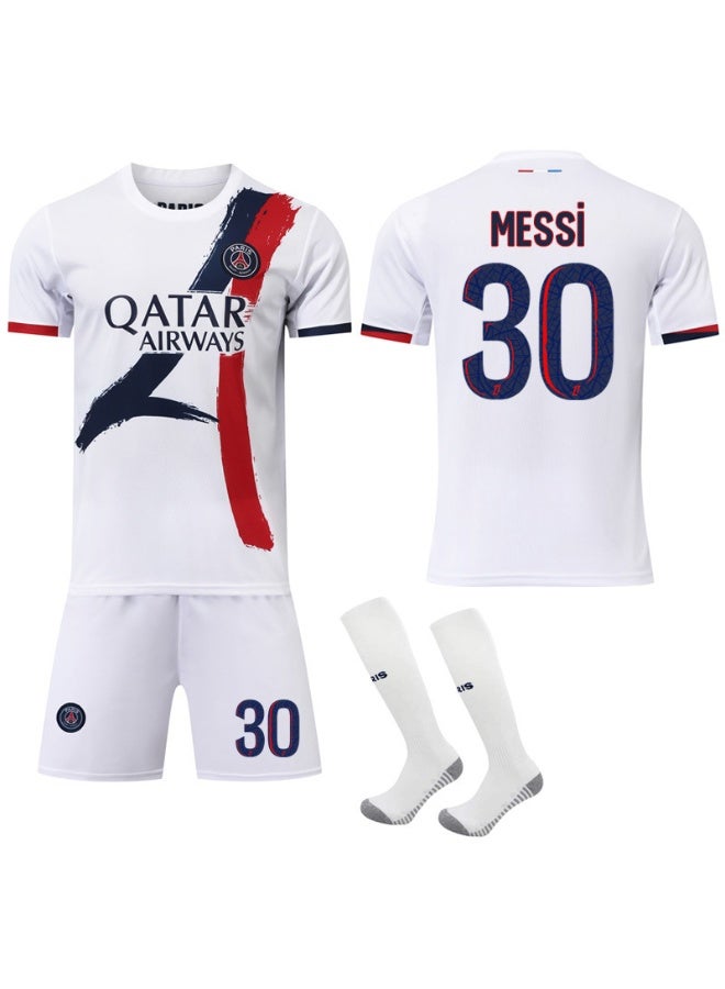 PSG 2024-2025 باريس بعيدا زي كرة القدم #30 ميسي كرة القدم جيرسي السراويل الجوارب مجموعة الأطفال حجم والكبار حجم الهدايا للجماهير والأصدقاء - Image 1